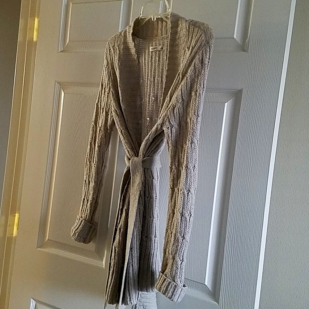 Women's gray open cardigan, L